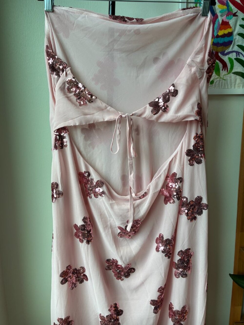 Peppermayo NWT Sweet Escape Sequin Strapless Maxi Dress in Baby Pink- Size US 18 - Picture 9 of 16